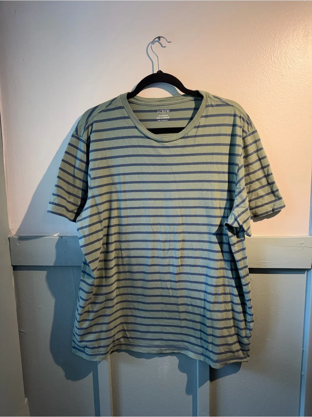 J. Crew Short-Sleeve Crewneck Tee in Olive and Navy Stripes
